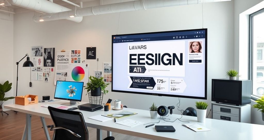 AI-generated image of a futuristic cityscape with top AI image generator tools for graphic designers 2025