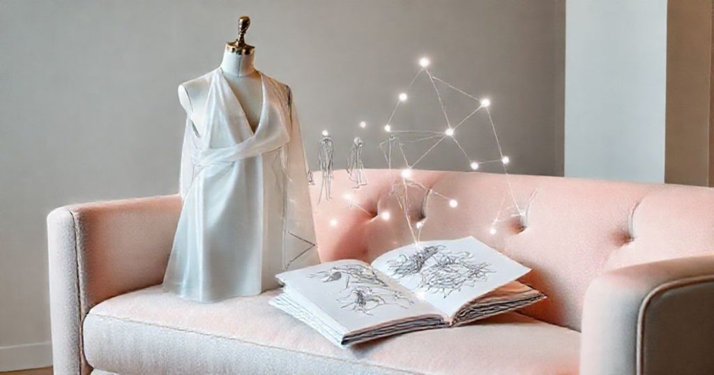 fashion design sketch generated by AI with guide to using AI image generators for fashion design sketches